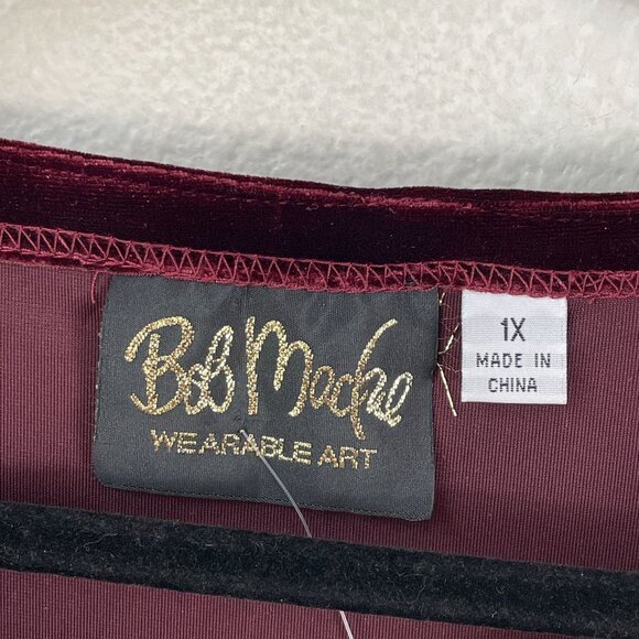 NEW Bob Mackie Wearable Art Plus 1X Burgundy Velvet Robe House Dress Embroidered - Picture 3 of 9